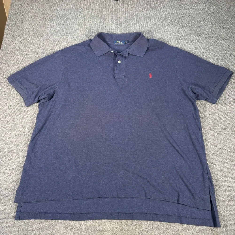 Polo Ralph Lauren Mens 2XB Big Navy Blue Short Sleeve Cotton Polo Shirt #4431